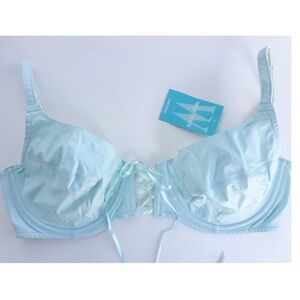 Vintage 36D Faux Leather Lace-up Bra